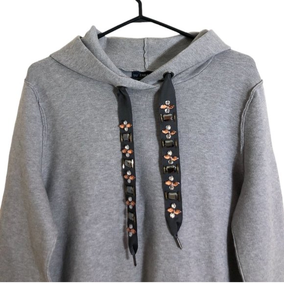 Zara Gray Embellished Hoodie Sweater - Picture 3 of 9